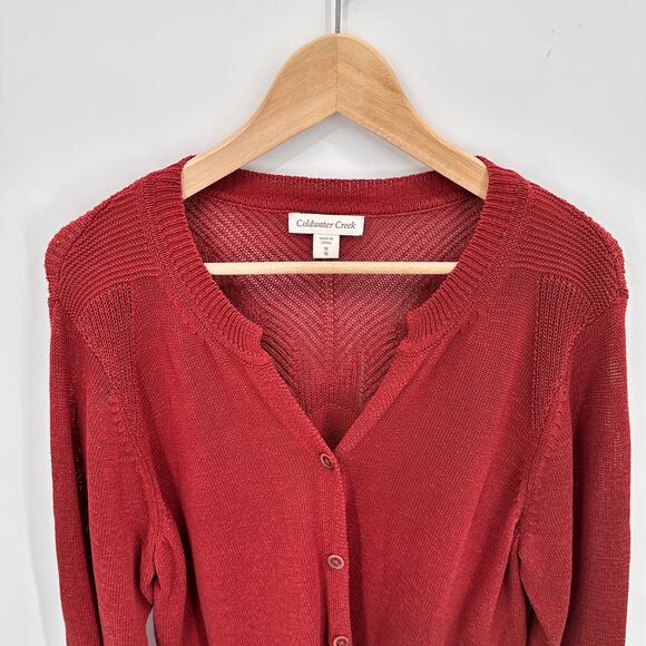 COLDWATER CREEK Rust Red Button Down Cardigan // 1X - Picture 2 of 10